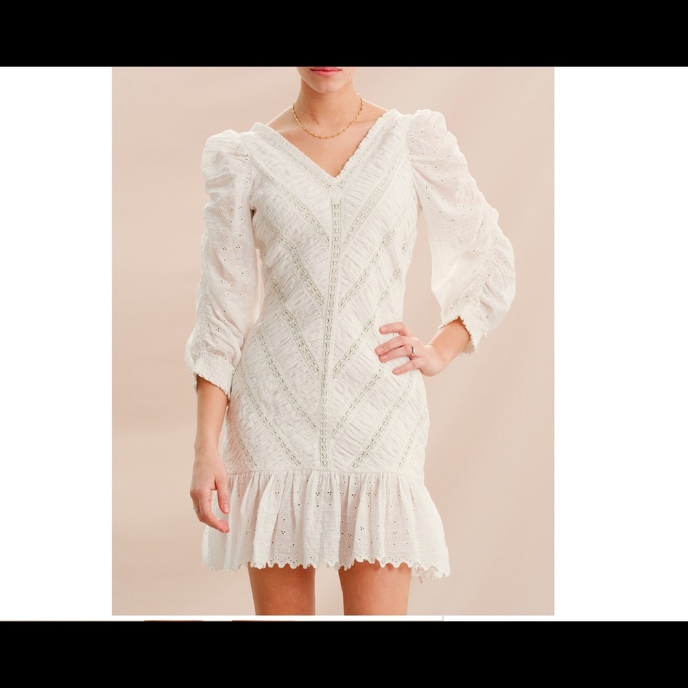 NWT By Timo Broderie Anglaise Rouching Dress Size XS